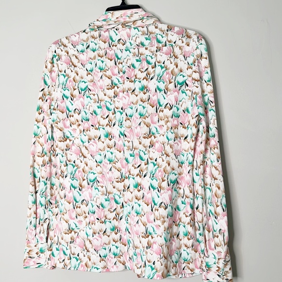 VINTAGE Diane Von Furstenberg Italy Skirt Blouse Set floral women size 12 - Picture 3 of 11